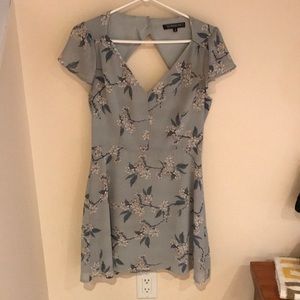 Dynamite blue floral open-back dress